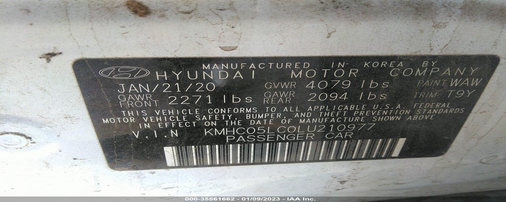 KMHC05LC0LU210977 2020 HYUNDAI IONIQ HYBRID photo no. 9