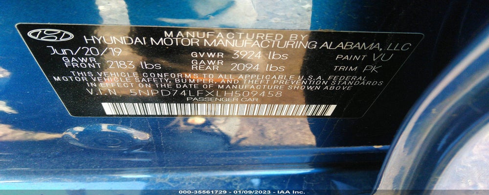 5NPD74LFXLH509458 2020 HYUNDAI ELANTRA photo no. 9