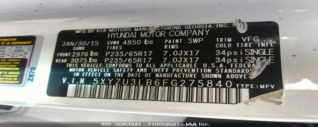 5XYZU3LB6FG275840 2015 HYUNDAI SANTA FE SPORT photo no. 9
