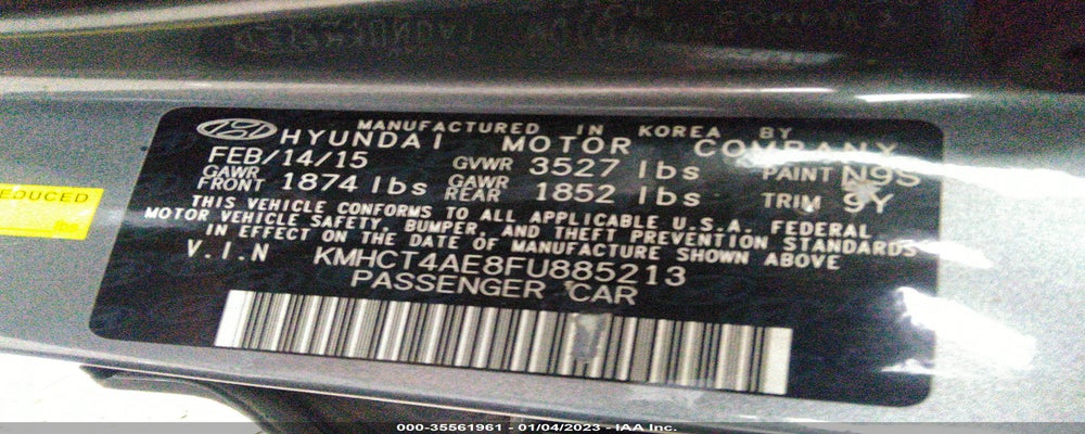 KMHCT4AE8FU885213 2015 HYUNDAI ACCENT photo no. 9