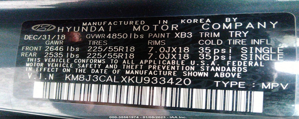KM8J3CALXKU933420 2019 HYUNDAI TUCSON photo no. 9