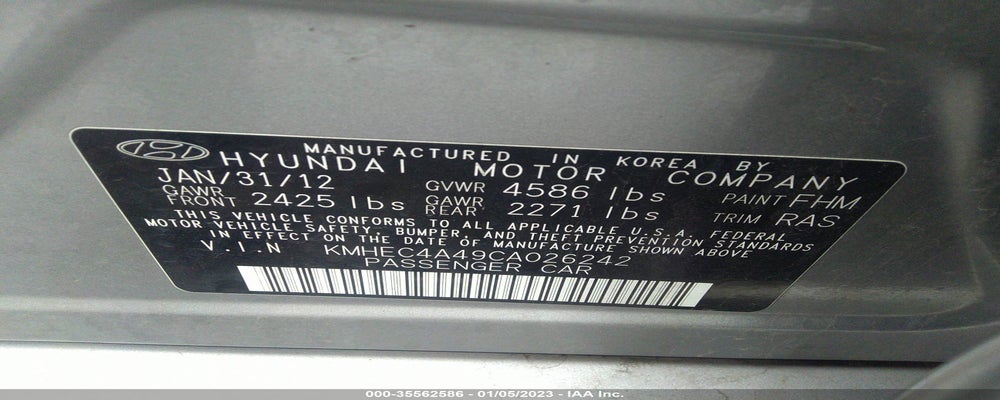 KMHEC4A49CA026242 2012 HYUNDAI SONATA photo no. 9