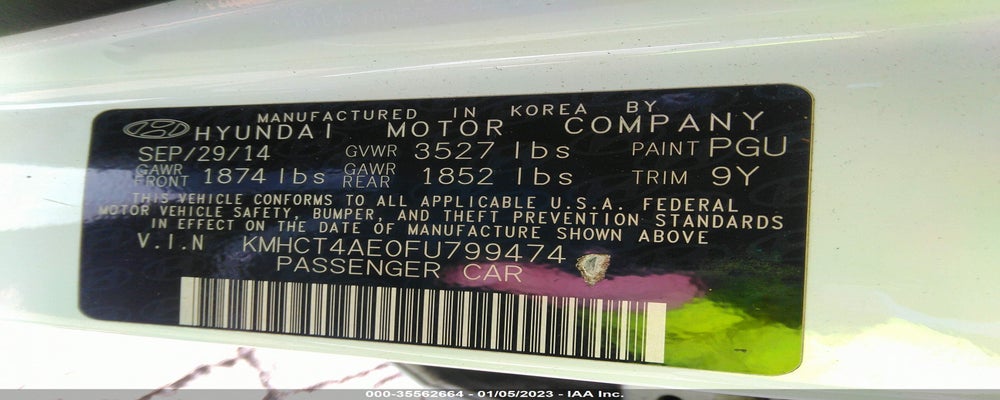 KMHCT4AE0FU799474 2015 HYUNDAI ACCENT photo no. 9