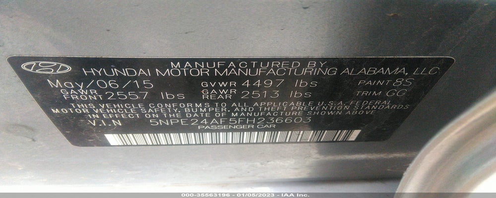 5NPE24AF5FH236603 2015 HYUNDAI SONATA photo no. 9