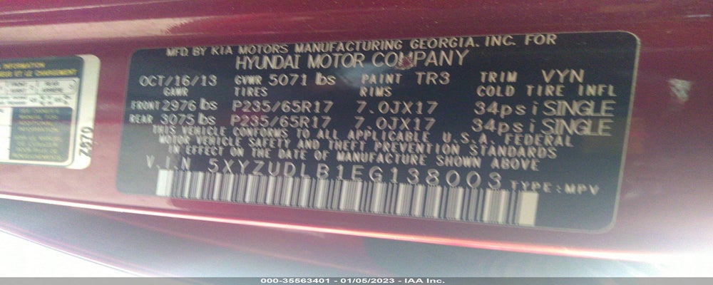 5XYZUDLB1EG138003 2014 HYUNDAI SANTA FE SPORT photo no. 9