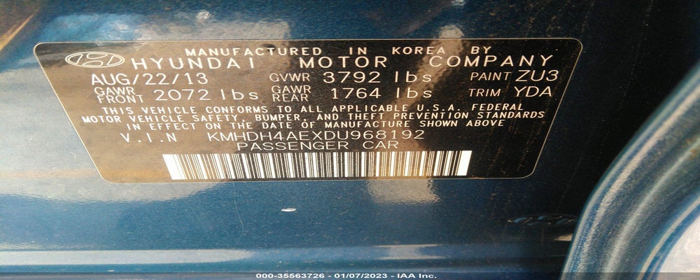 KMHDH4AEXDU968192 2013 HYUNDAI ELANTRA photo no. 9
