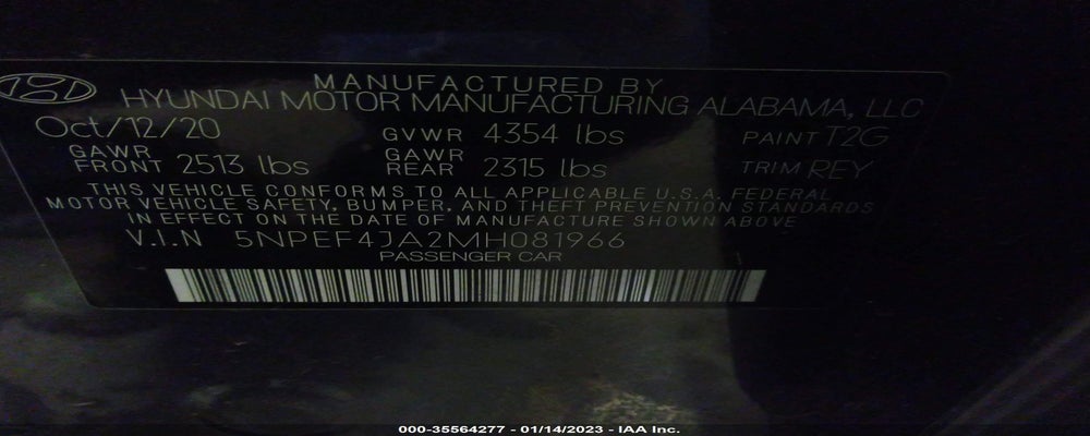5NPEF4JA2MH081966 2021 HYUNDAI SONATA photo no. 9