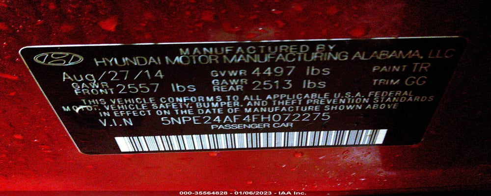 5NPE24AF4FH072275 2015 HYUNDAI SONATA photo no. 9