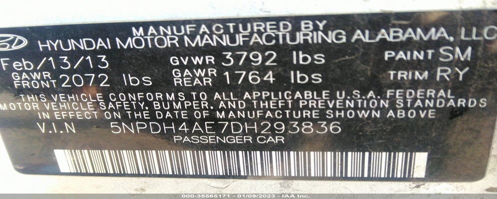 5NPDH4AE7DH293836 2013 HYUNDAI ELANTRA photo no. 9