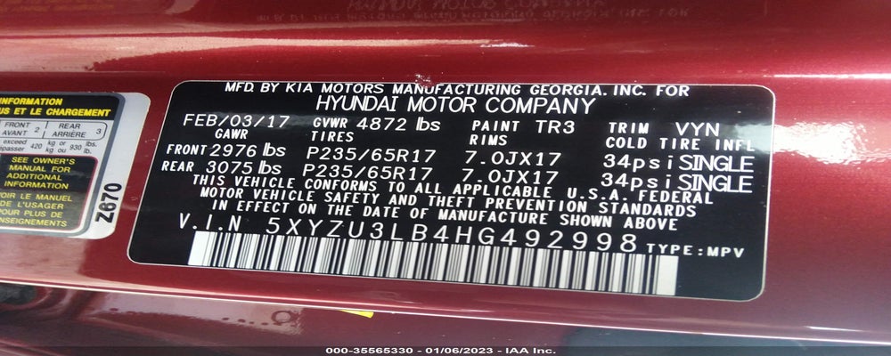 5XYZU3LB4HG492998 2017 HYUNDAI SANTA FE SPORT photo no. 9