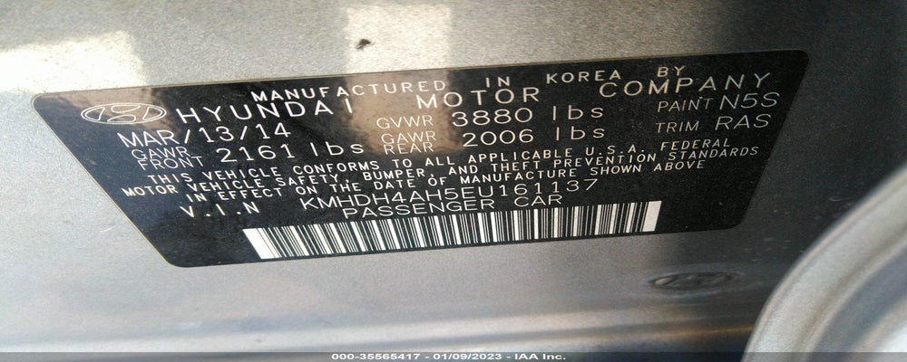 KMHDH4AH5EU161137 2014 HYUNDAI ELANTRA photo no. 9