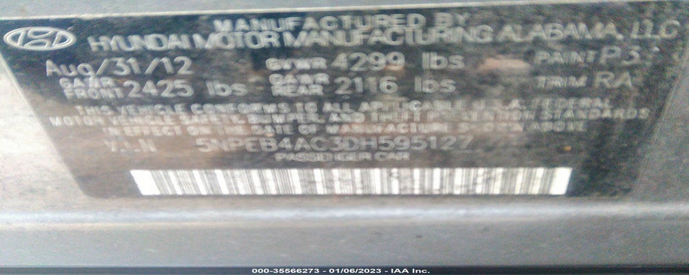 5NPEB4AC3DH595127 2013 HYUNDAI SONATA photo no. 9