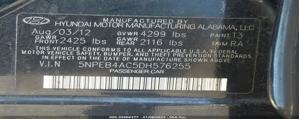 5NPEB4AC5DH576255 2013 HYUNDAI SONATA photo no. 9