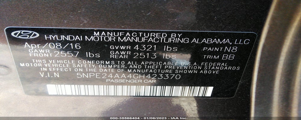 5NPE24AA4GH423370 2016 HYUNDAI SONATA photo no. 9