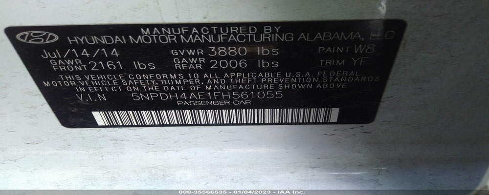 5NPDH4AE1FH561055 2015 HYUNDAI ELANTRA photo no. 9