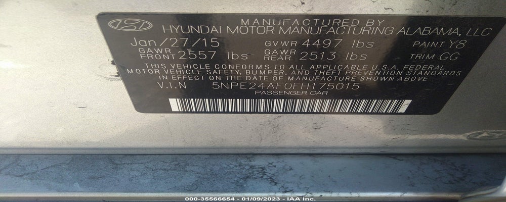 5NPE24AF0FH175015 2015 HYUNDAI SONATA photo no. 9