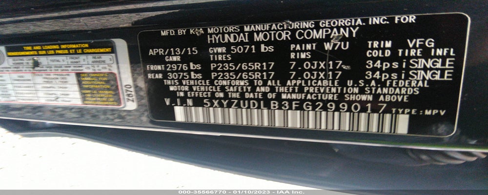 5XYZUDLB3FG299017 2015 HYUNDAI SANTA FE SPORT photo no. 9