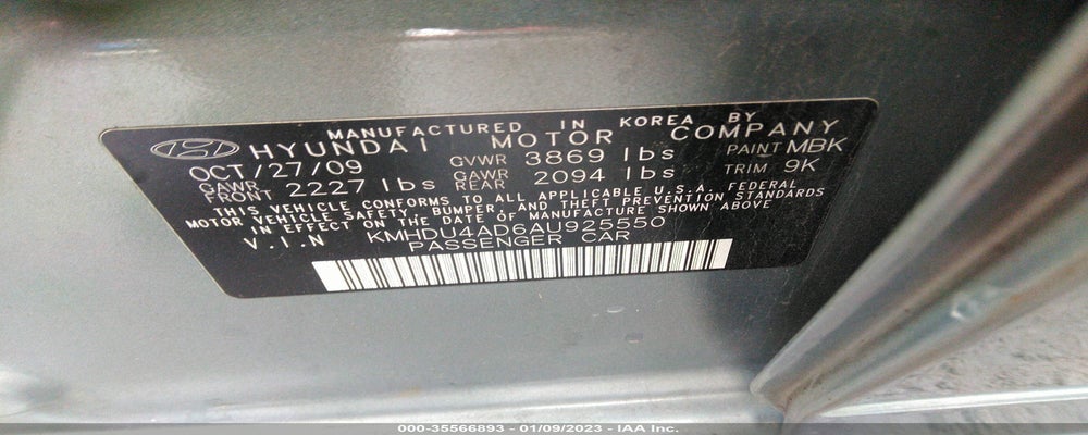 KMHDU4AD6AU925550 2010 HYUNDAI ELANTRA photo no. 9