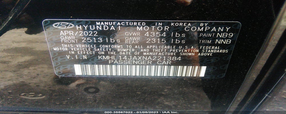 KMHL14JAXNA221384 2022 HYUNDAI SONATA photo no. 9