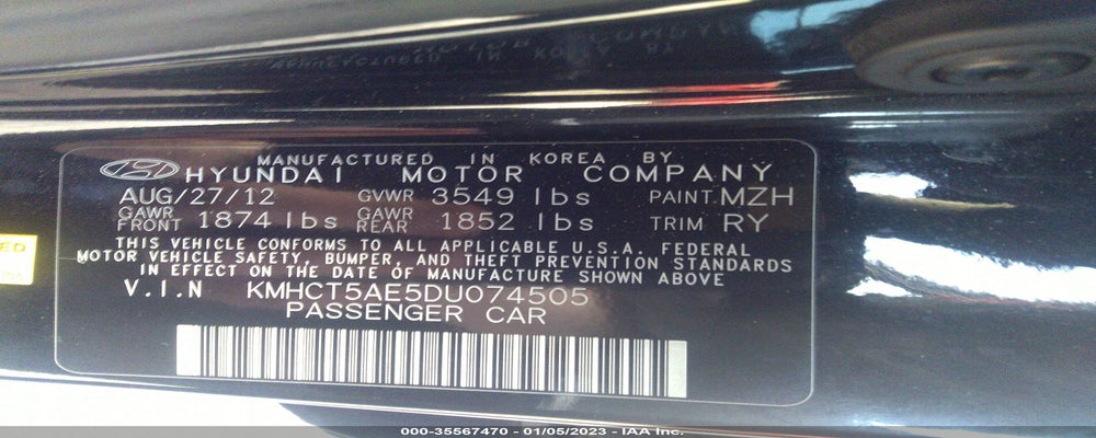 KMHCT5AE5DU074505 2013 HYUNDAI ACCENT photo no. 9