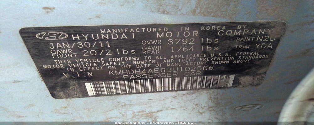 KMHDH4AE6BU102566 2011 HYUNDAI ELANTRA photo no. 9