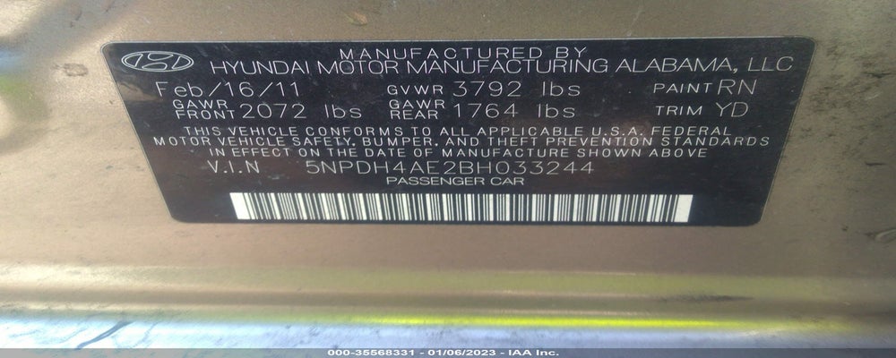 5NPDH4AE2BH033244 2011 HYUNDAI ELANTRA photo no. 9