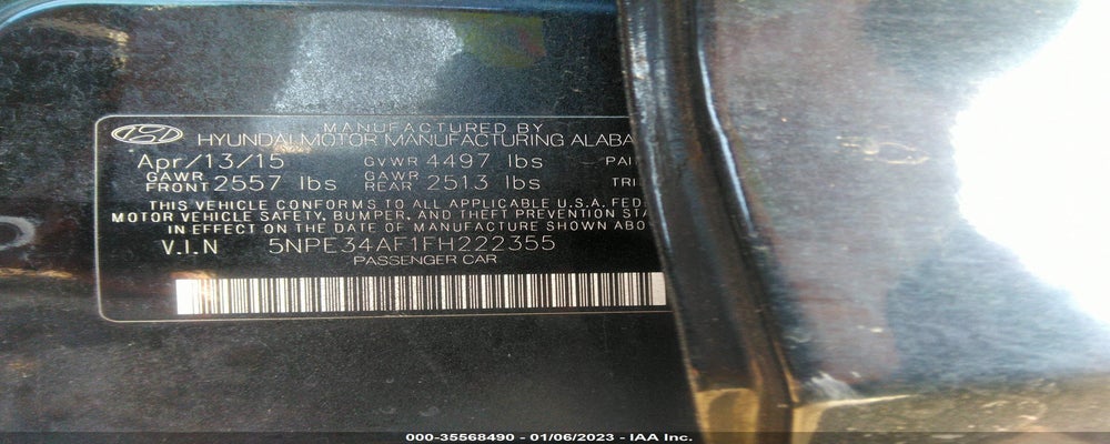 5NPE34AF1FH222355 2015 HYUNDAI SONATA photo no. 9