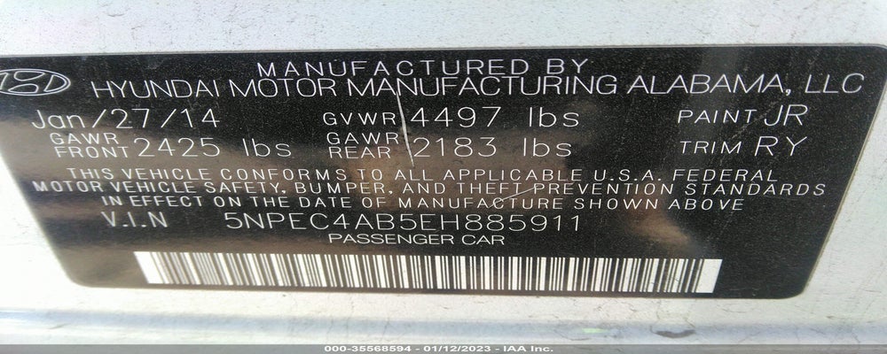 5NPEC4AB5EH885911 2014 HYUNDAI SONATA photo no. 9