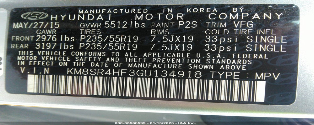 KM8SR4HF3GU134918 2016 HYUNDAI SANTA FE photo no. 9