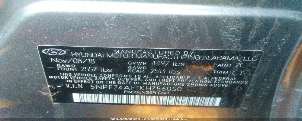 5NPE24AF1KH756050 2019 HYUNDAI SONATA photo no. 9