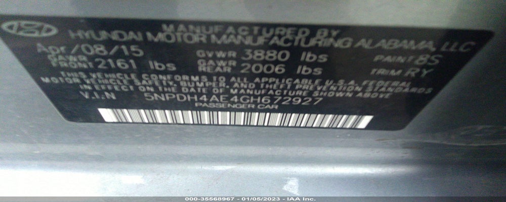 5NPDH4AE4GH672927 2016 HYUNDAI ELANTRA photo no. 9
