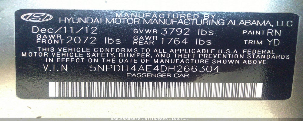 5NPDH4AE4DH266304 2013 HYUNDAI ELANTRA photo no. 9