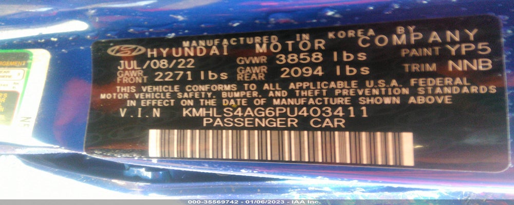 KMHLS4AG6PU403411 2023 HYUNDAI ELANTRA photo no. 9