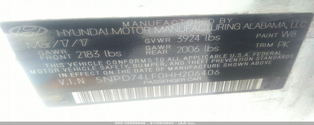 5NPD74LF0HH206406 2017 HYUNDAI ELANTRA photo no. 9