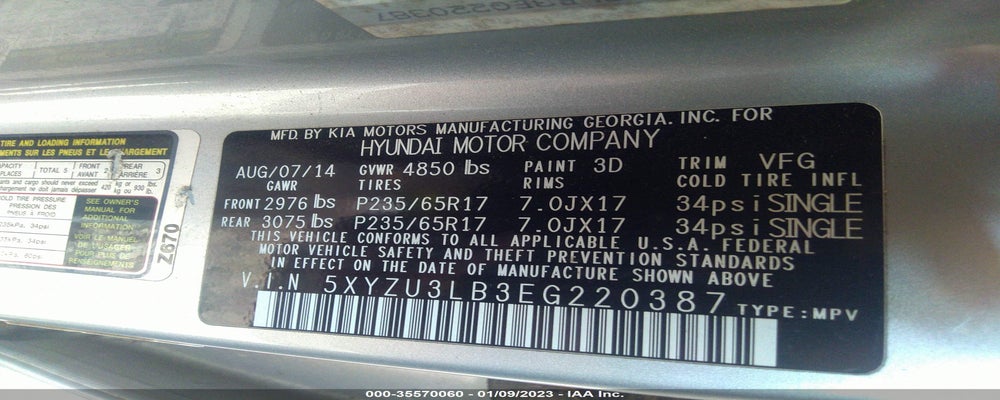 5XYZU3LB3EG220387 2014 HYUNDAI SANTA FE SPORT photo no. 9