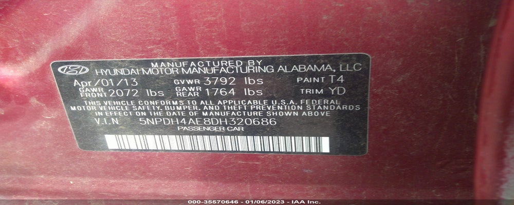 5NPDH4AE8DH320686 2013 HYUNDAI ELANTRA photo no. 9