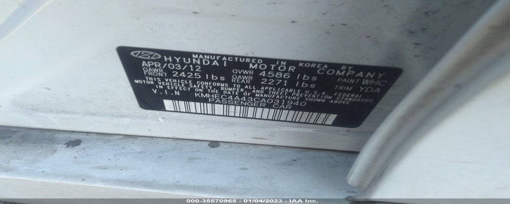 KMHEC4A43CA031940 2012 HYUNDAI SONATA photo no. 9