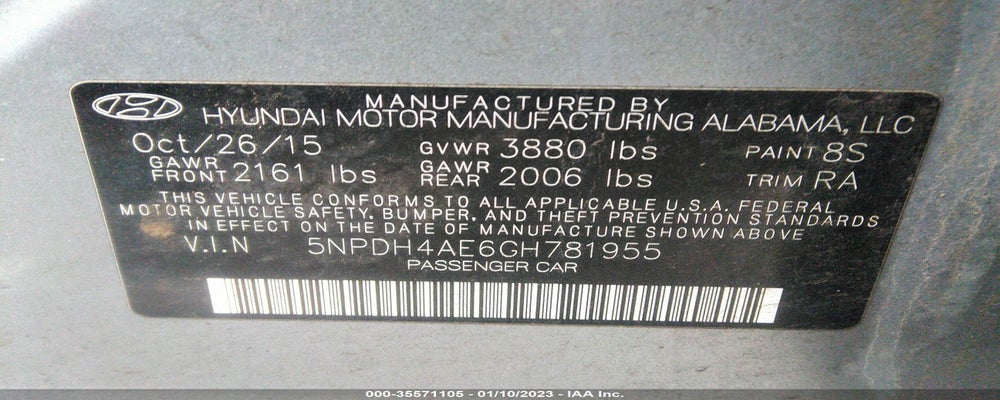 5NPDH4AE6GH781955 2016 HYUNDAI ELANTRA photo no. 9