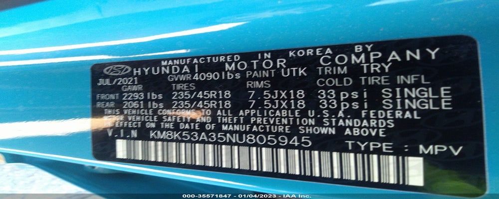 KM8K53A35NU805945 2022 HYUNDAI KONA photo no. 9