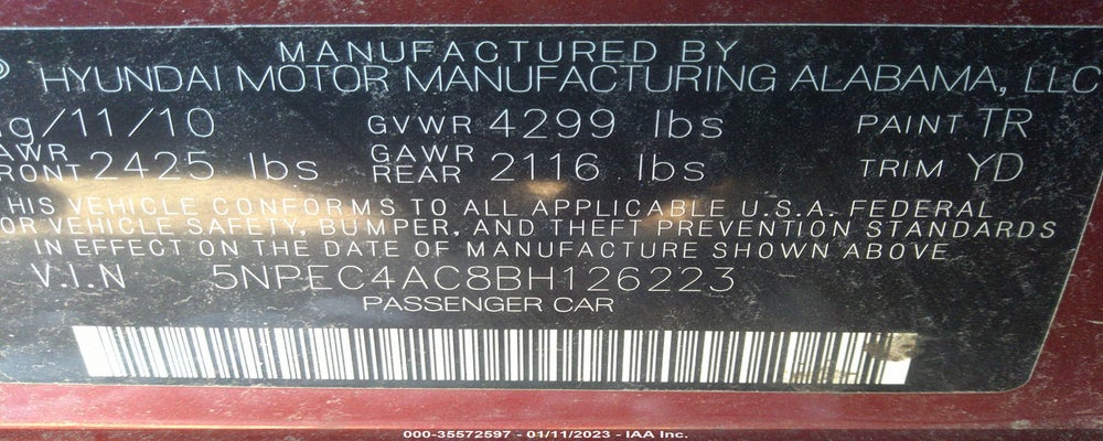 5NPEC4AC8BH126223 2011 HYUNDAI SONATA photo no. 9