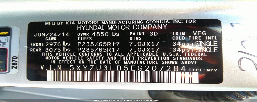 5XYZU3LB5EG207284 2014 HYUNDAI SANTA FE SPORT photo no. 9