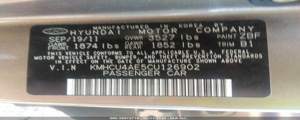 KMHCU4AE5CU126902 2012 HYUNDAI ACCENT photo no. 9