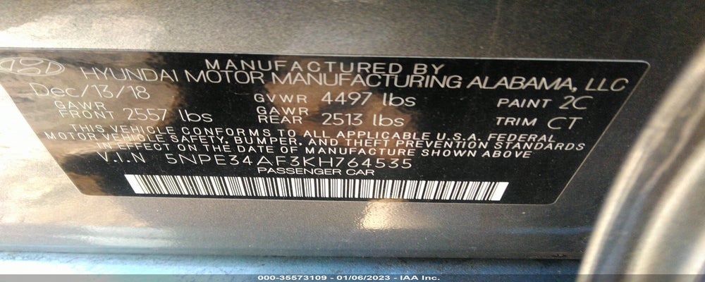5NPE34AF3KH764535 2019 HYUNDAI SONATA photo no. 9