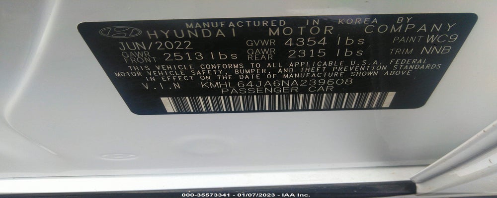 KMHL64JA6NA239608 2022 HYUNDAI SONATA photo no. 9