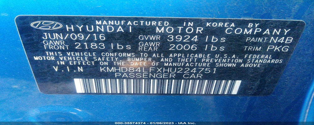 KMHD84LFXHU224751 2017 HYUNDAI ELANTRA photo no. 9