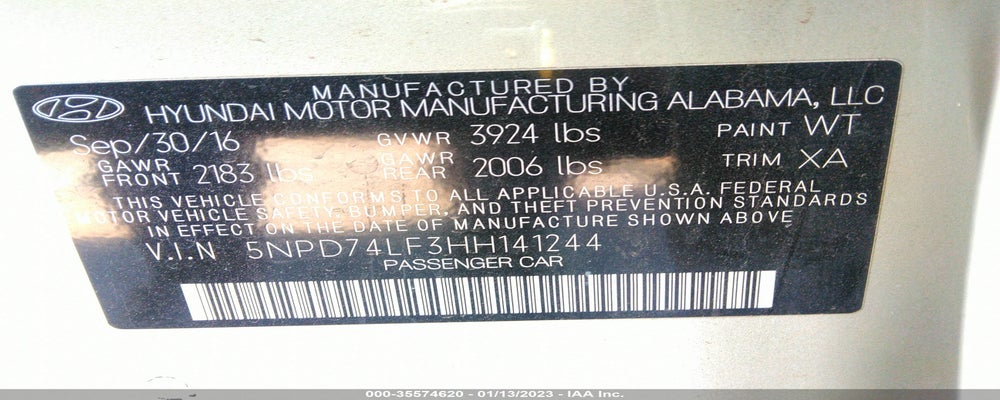 5NPD74LF3HH141244 2017 HYUNDAI ELANTRA photo no. 9