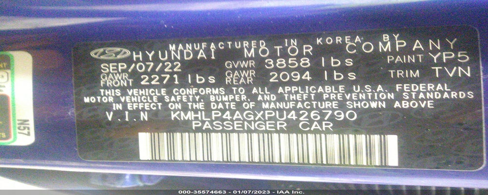 KMHLP4AGXPU426790 2023 HYUNDAI ELANTRA photo no. 9