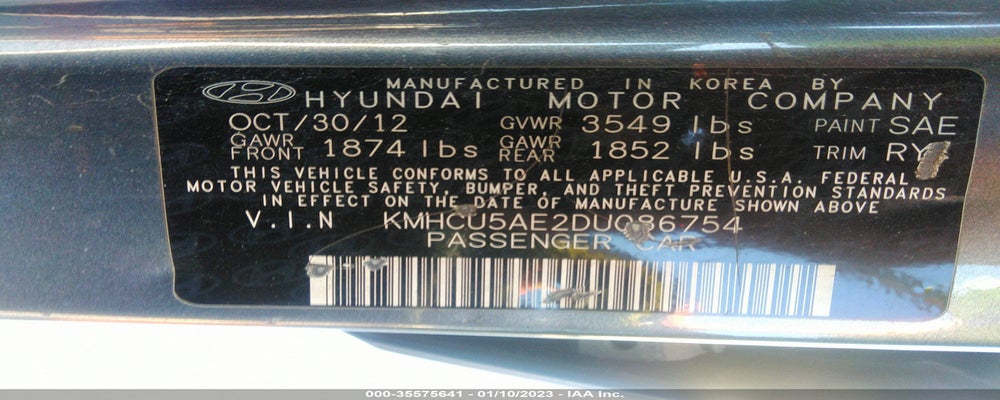 KMHCU5AE2DU086754 2013 HYUNDAI ACCENT photo no. 9