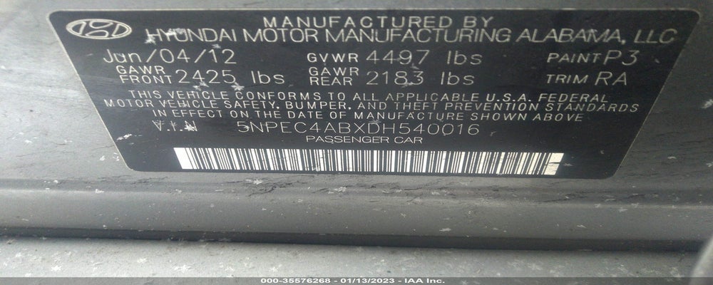 5NPEC4ABXDH540016 2013 HYUNDAI SONATA photo no. 9