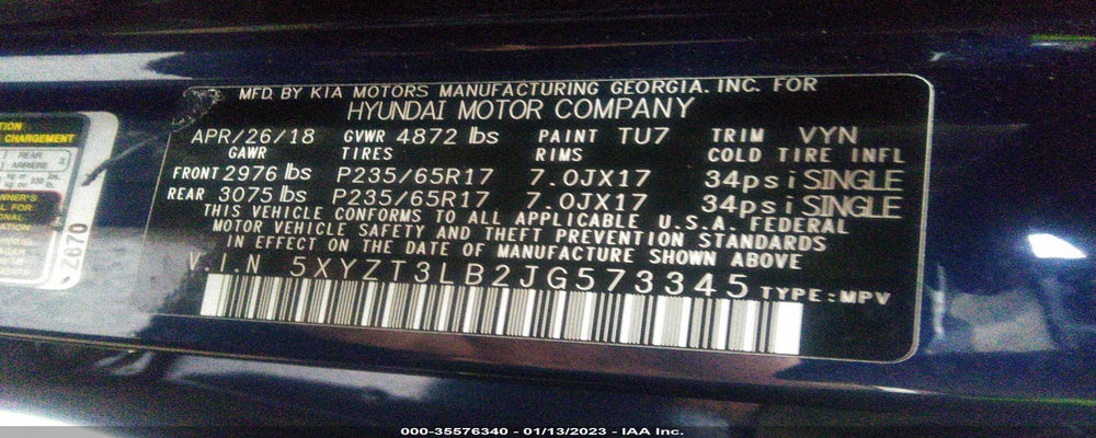 5XYZT3LB2JG573345 2018 HYUNDAI SANTA FE SPORT photo no. 9